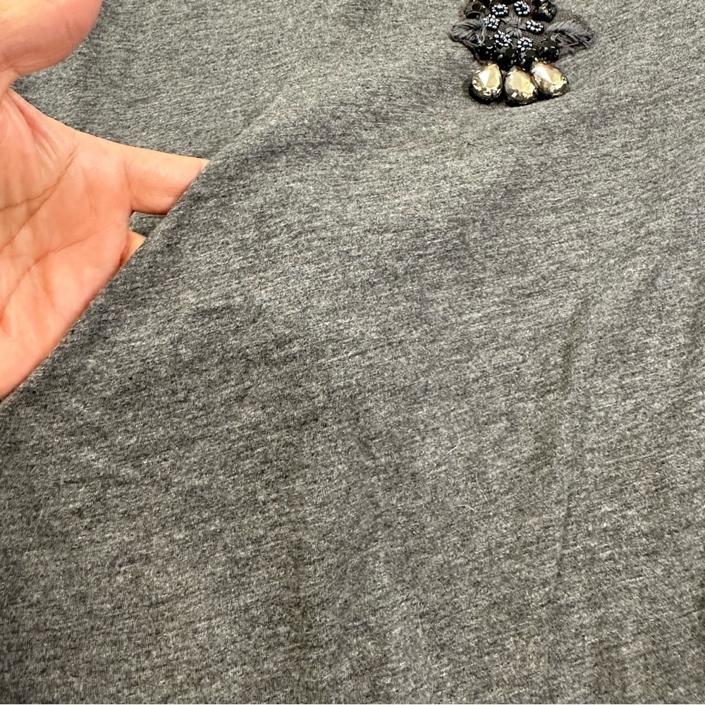 Gray Sleeveless Beaded Mini Dress with 2 Front Pockets - Picture 7 of 12